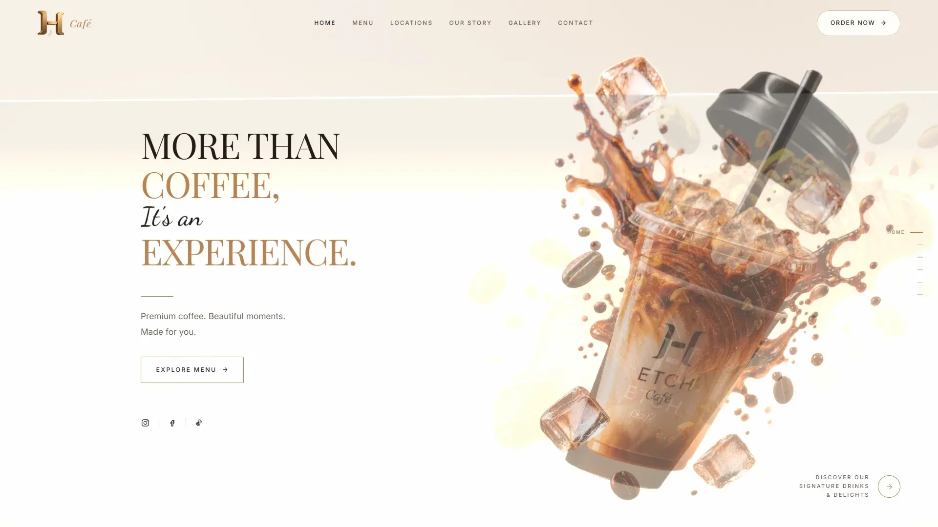ETCH Café speciality coffee and fresh bakery website